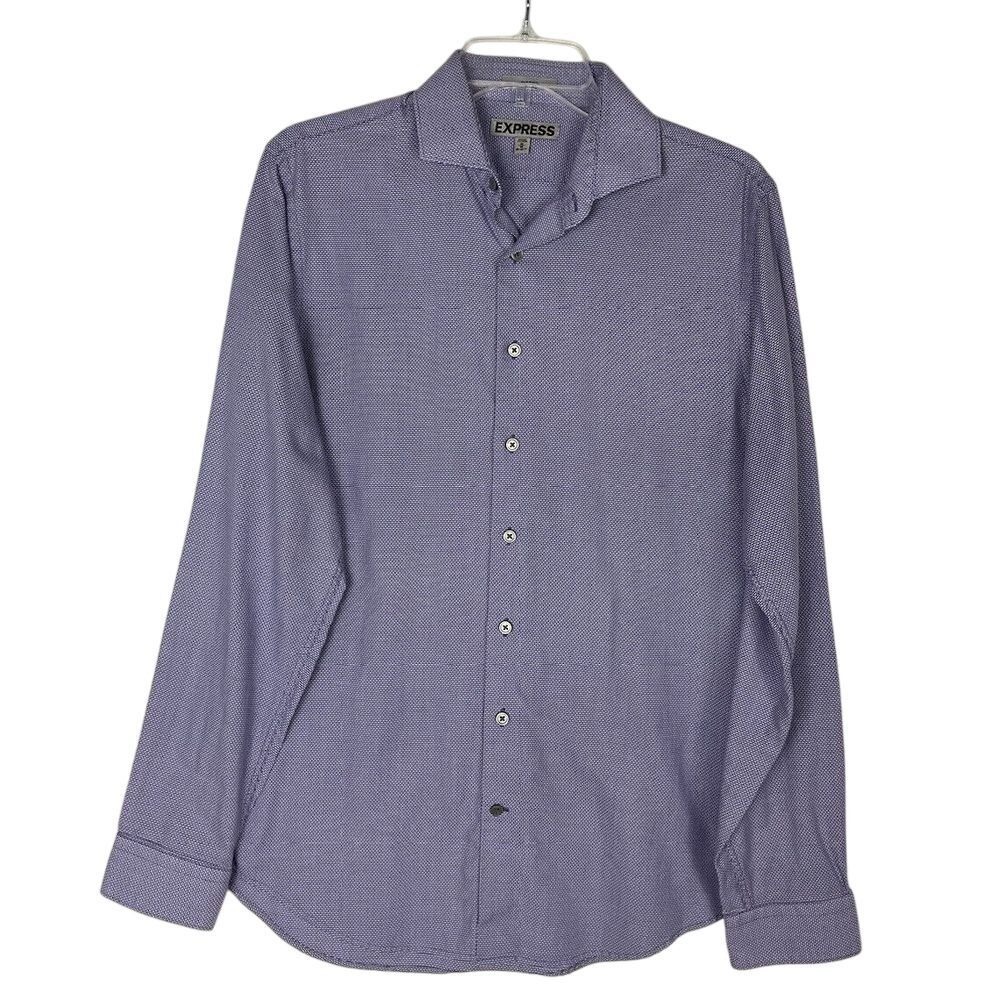 Express Dress Shirt Mens M 15-15 1/2 Purple Long Sleeve Button Up Shirt